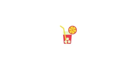 Flat Vector Tropical Cocktail Glass Drink Icon Animated on White Background Stock Footage 345958435