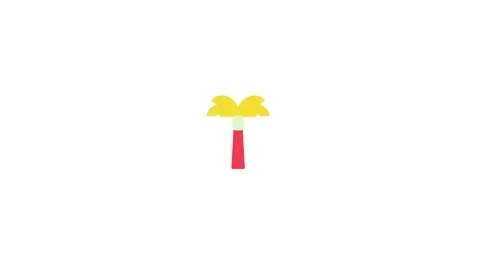 Flat Vector Tropical Palm Tree Icon Animated on White Background Stock Footage 345958439