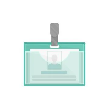 Flat vector of turquoise plastic holder with identification card. Rectangular ID イラスト素材