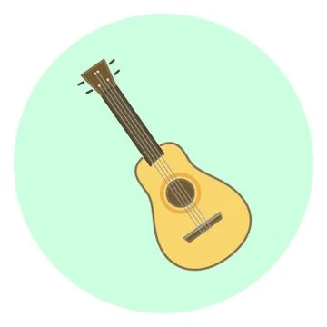 Flat vector ukulele, small hawaiian guitar Stock Illustration