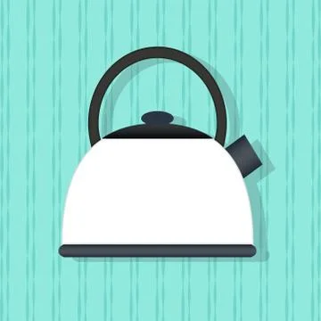 Flat vector utensil, kitchenware on the wall background. Stock Illustration