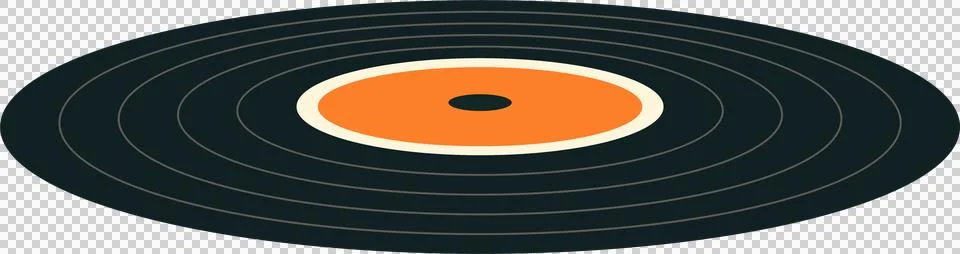 Flat vector vinyl record is floating on transparent background, showing grooves Stockillustratie