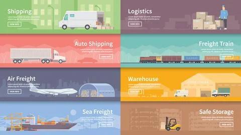 Flat vector web banner. Logistics. Stock Illustration