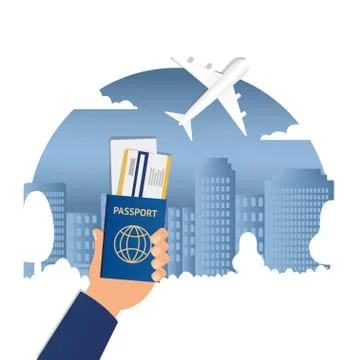 Flat vector web banners on the theme of travel by airplane, vacation, adventure Stock Illustration