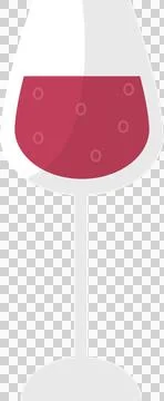 Flat vector wine glass is showing half filled red wine with bubbles on Stock Illustration