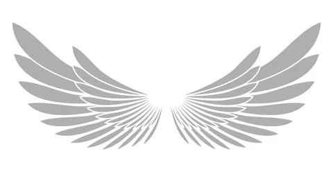 Flat vector wings icon in simple spread composition showing two symmetrical w Stock Illustration