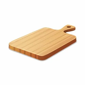 Flat Vector Wooden Cutting Board Icon Closeup Isolated on White Background Stock Illustration