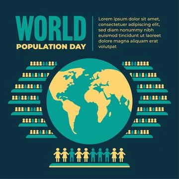 Flat vector world population day social media post design template Illustrazione stock