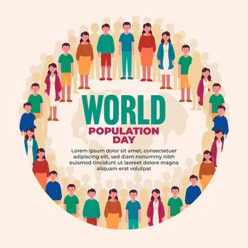 Flat vector world population day social media post design template Stock Illustration