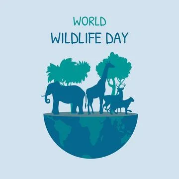 Flat Vector world wildlife day 스톡 일러스트
