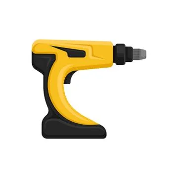 Flat vector of yellow-black cordless drill. Electric screw driver. Power tool Ilustração Stock
