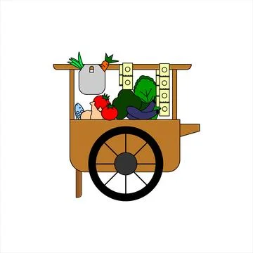 Flat vegetable cart vector icon illustration Stock Illustration