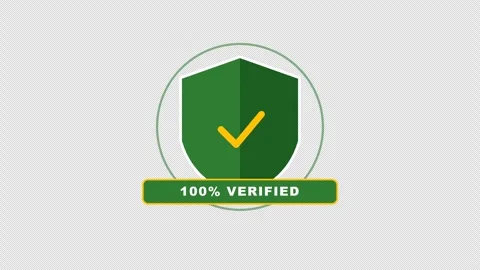 Flat Verified Security Shield with Golden Bouncing Checkmark and Concentric Vídeos de archivo 347148985