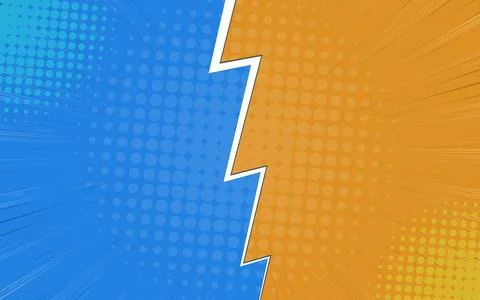 Flat versus comic style background. comic style background with lightning a.. Stock Illustration