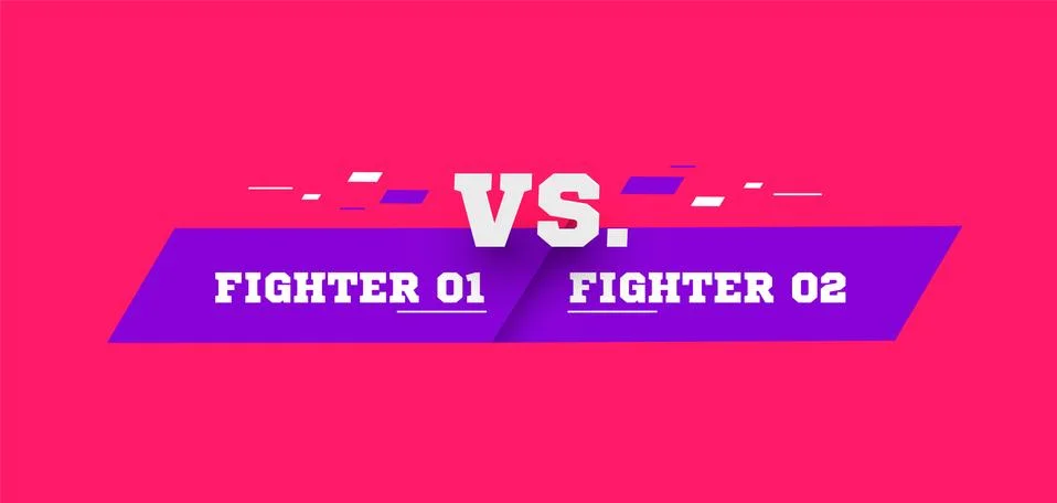 Flat versus screen. Vs battle headline, conflict duel between Red and Blue teams Illustrazione stock