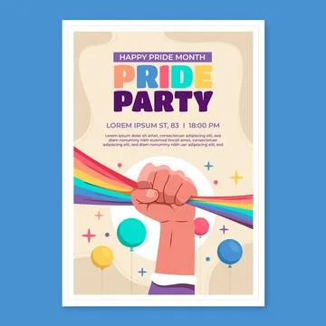 Flat vertical flyer template for pride month celebration Stock Illustration