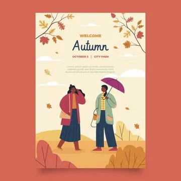 Flat vertical poster template for autumn celebration Ilustración de archivo