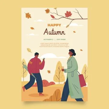 Flat vertical poster template for autumn celebration Ilustração Stock