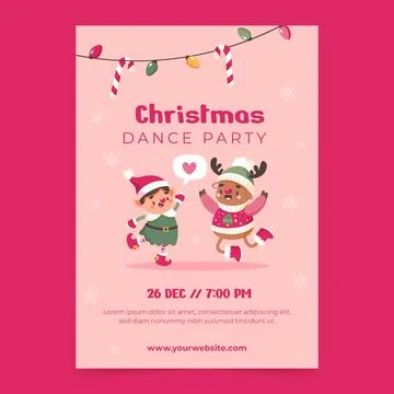 Flat vertical poster template for christmas season celebration with elf and.. Stock Illustration
