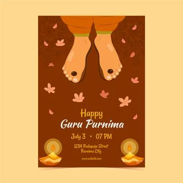 Flat vertical poster template for guru purnima celebration Stock Illustration
