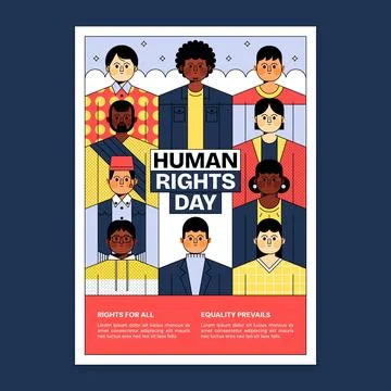 Flat vertical poster template for human rights day Stock Illustration