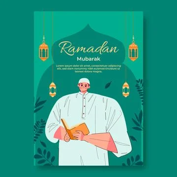 Flat vertical poster template for islamic ramandan celebration Stock Illustration