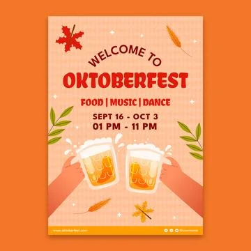 Flat vertical poster template for oktoberfest beer festival celebration Stock Illustration