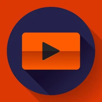 Flat video play player icon botton Stock Illustration