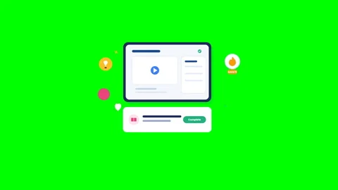 Flat video player interface elements on green screen Stock Footage 347727750