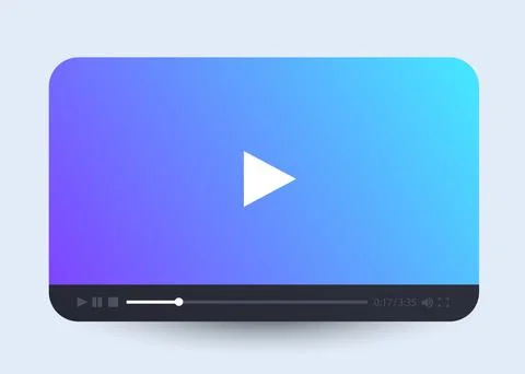 Flat video player template for web and mobile apps. 스톡 일러스트