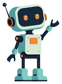 Flat vintage teal robot Stock Illustration