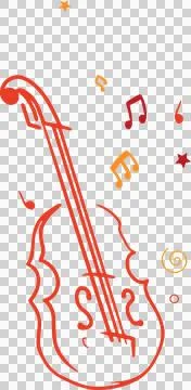 Flat violin illustration is floating over transparent area, with musical notes, Ilustração Stock