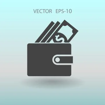 Flat Wallet icon, vector illustration Stock Illustration