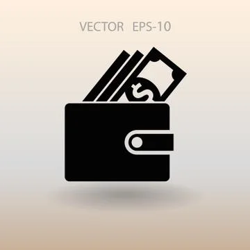 Flat Wallet icon, vector illustration Stock Illustration