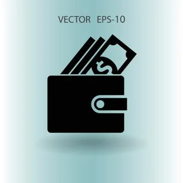 Flat Wallet icon, vector illustration Stock Illustration