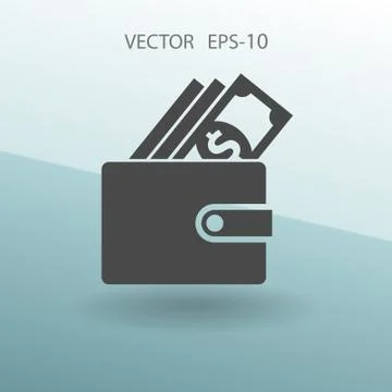 Flat Wallet icon, vector illustration Stock Illustration