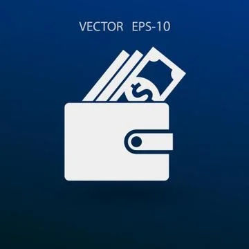Flat Wallet icon, vector illustration Stock Illustration