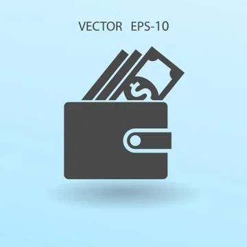 Flat Wallet icon, vector illustration Stock Illustration