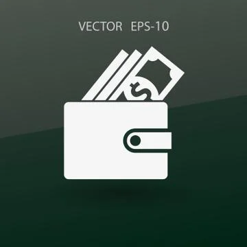 Flat Wallet icon, vector illustration Stock Illustration