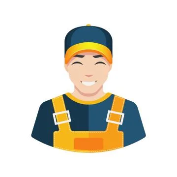 Flat Warehouse and delivery or building worker icon vector avatar Stock Illustration