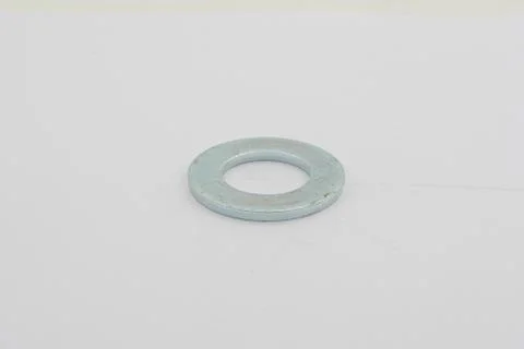 Flat washers for fasteners, on a white background Foto stock