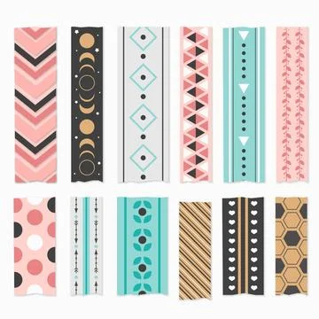 Flat washi tape collection Stock Illustration