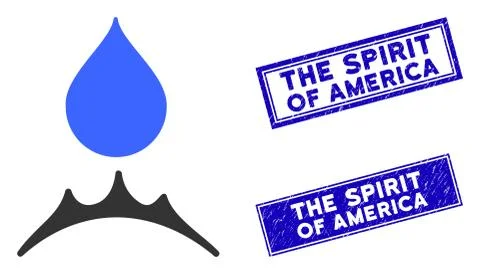 Flat Water Resistent Icon and Grunge Rectangle The Spirit of America Watermarks イラスト素材