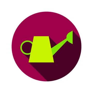 Flat Watering Can Circle Icon Stock Illustration