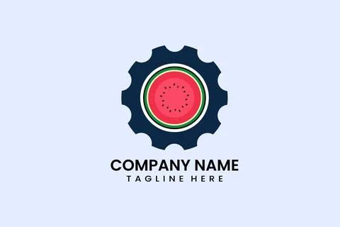 Flat Watermelon gear mechanical engineering logo イラスト素材