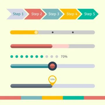 Flat web design progress bars set. Vector illustration Illustrazione stock
