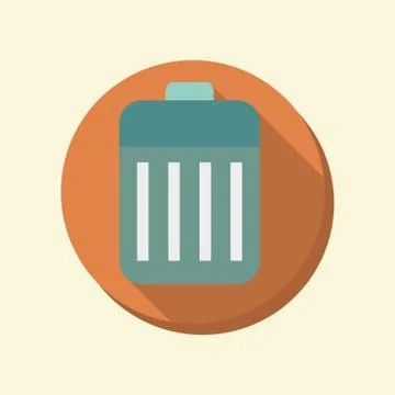 Flat web icon. basket garbage Illustrazione stock