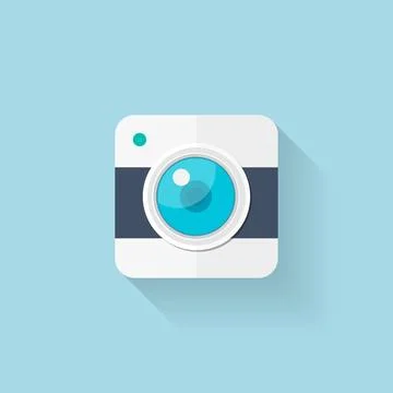 Flat web icon. Camera application. Stock Illustration