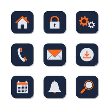 Flat web icon collection. Vector design isolated on white background. Stock Illustration