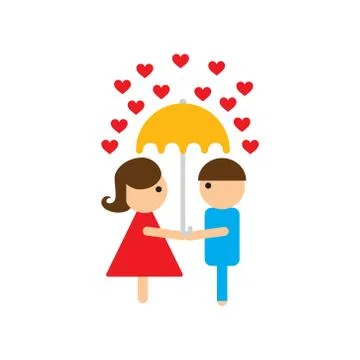 Flat web icon on white background man woman umbrella Stock Illustration